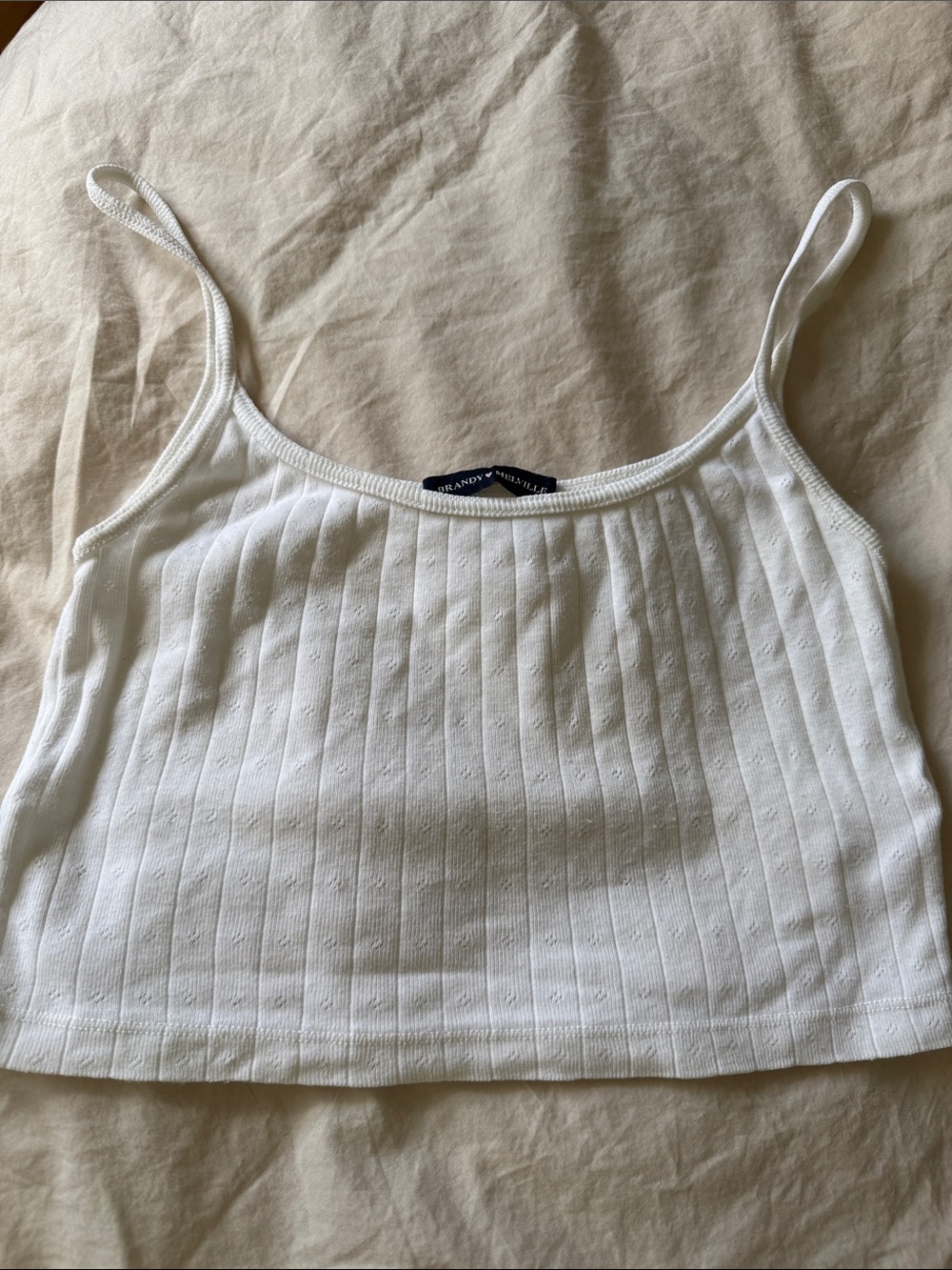 Brandy Melville White Pointelle Crop Tank